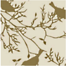 "Birds" Gift Wrap - Beige & Gold 1 Metre